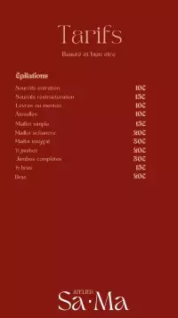 Carte des tarifs 3