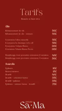 Carte des tarifs 2